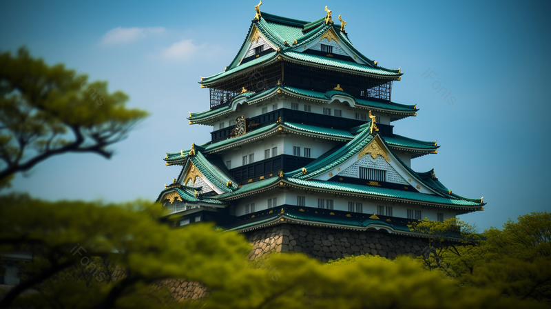 天空下的古老建筑亭台楼阁风光摄影图,高清,摄影图,摄影图片,图片大全,摄影图免费下载